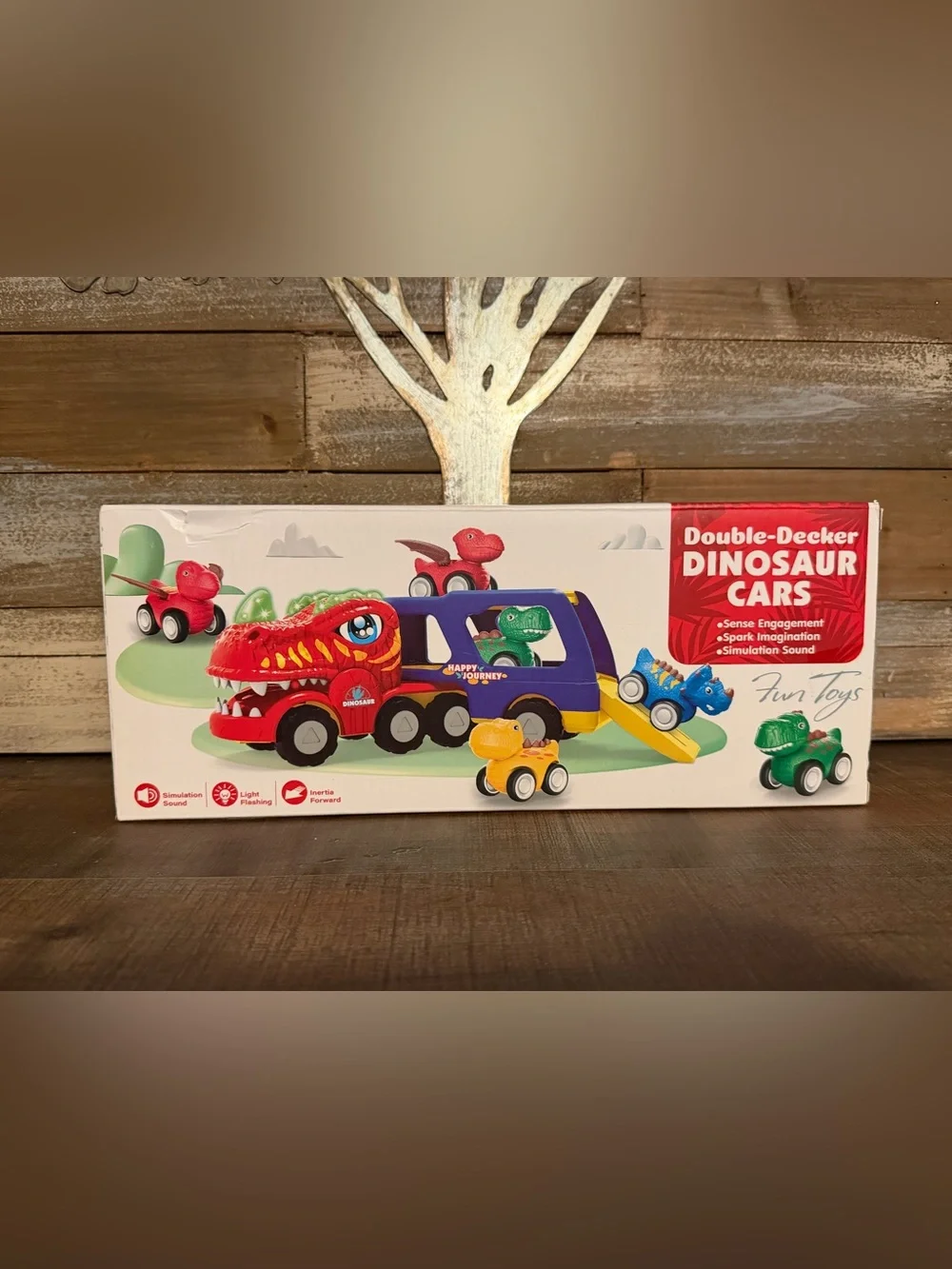 Double-Decker Dinosaur Cars Playset